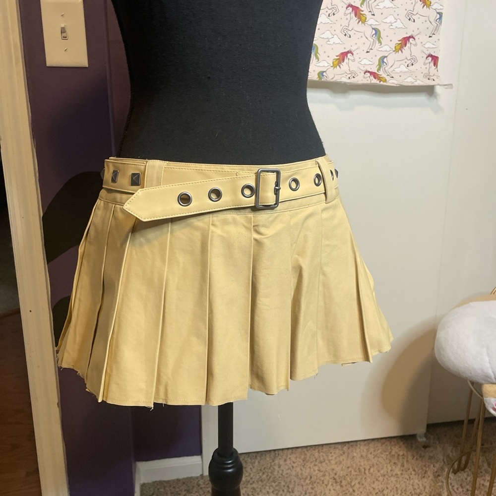 Micro Tan Belted Skirt